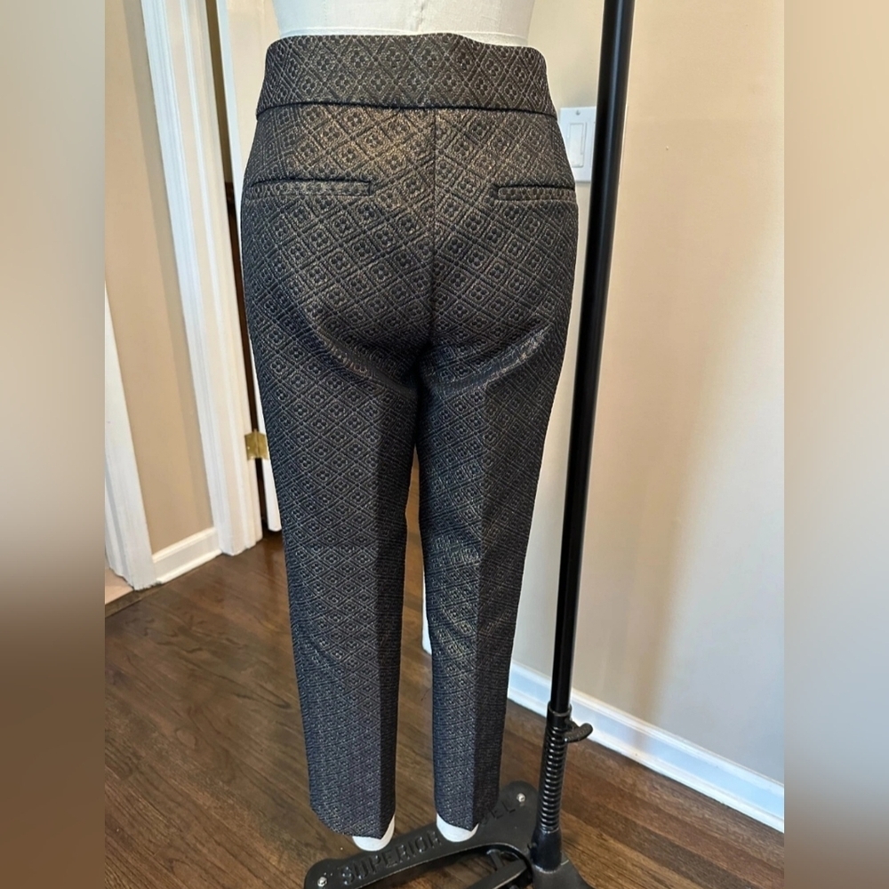 Ann Taylor LOFT Pants 8 Marisa Metallic Brocade Jacquard Pencil Ankle NWOT. - Picture 3 of 12